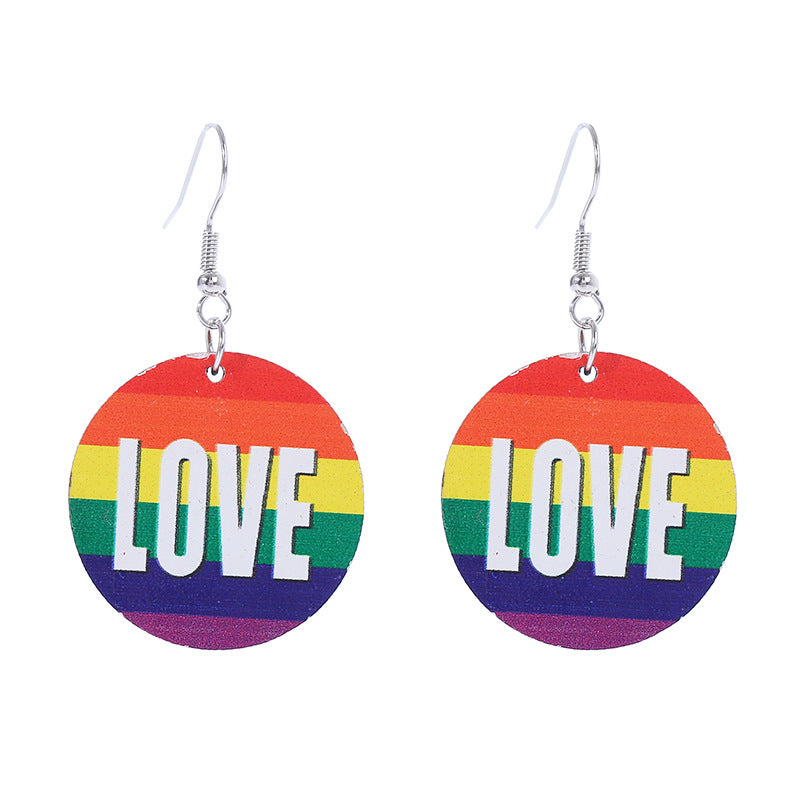 Wholesale Rainbow LGBT Collection Wood Earrings